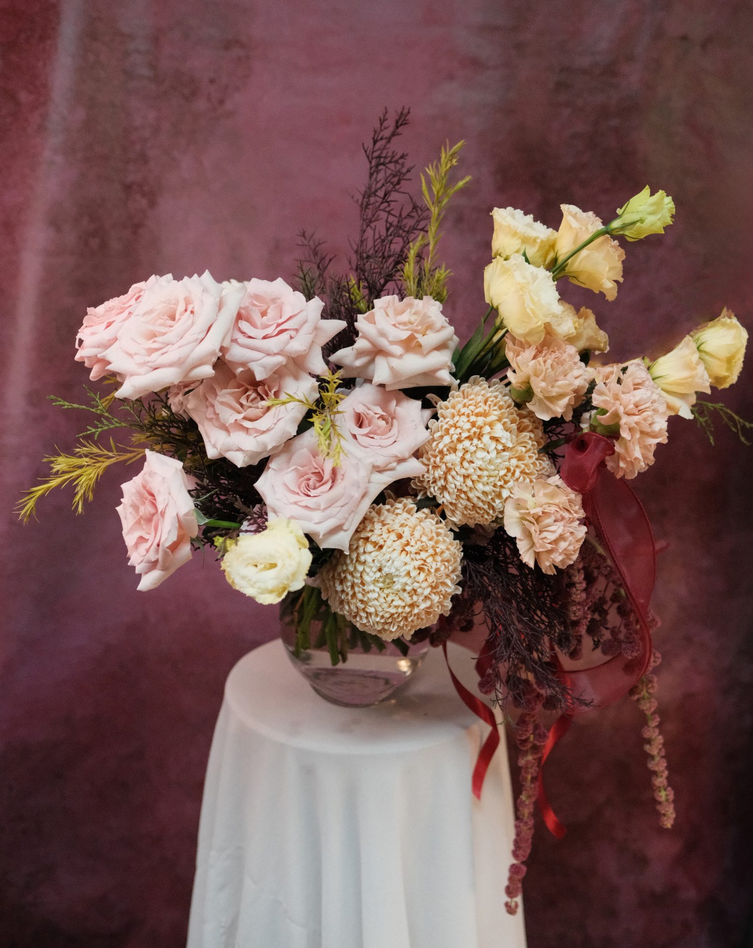 PINK AND CREAM FLOWER BOUQUET VASE