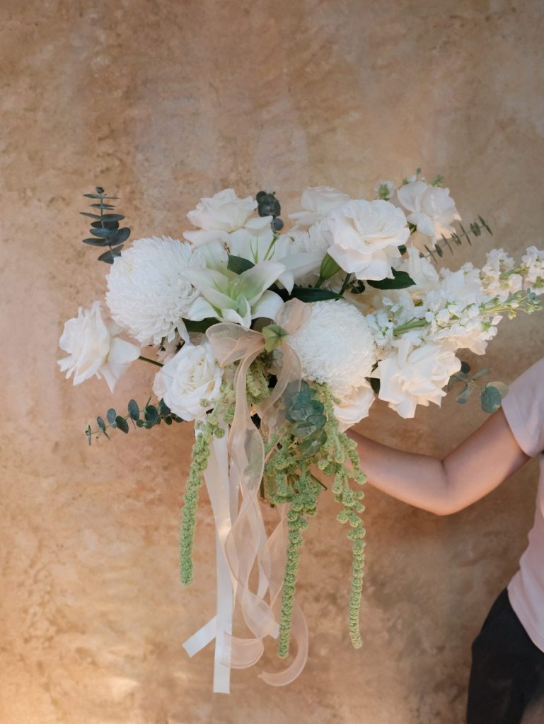 WHITE ROSE AND LILY WEDDING BOUQUET